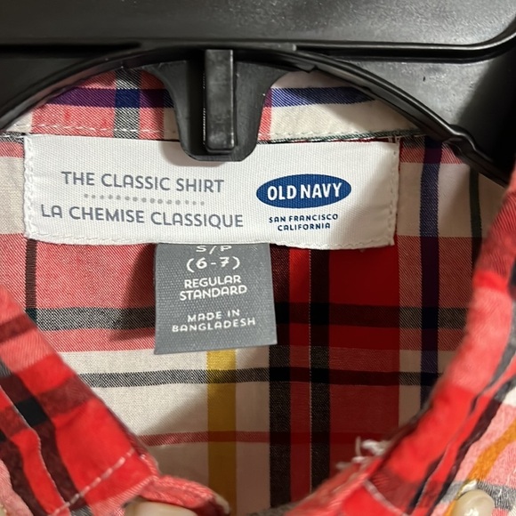 Old Navy Boys Small (6/7) Plaid Button Down Shirt - Picture 2 of 4